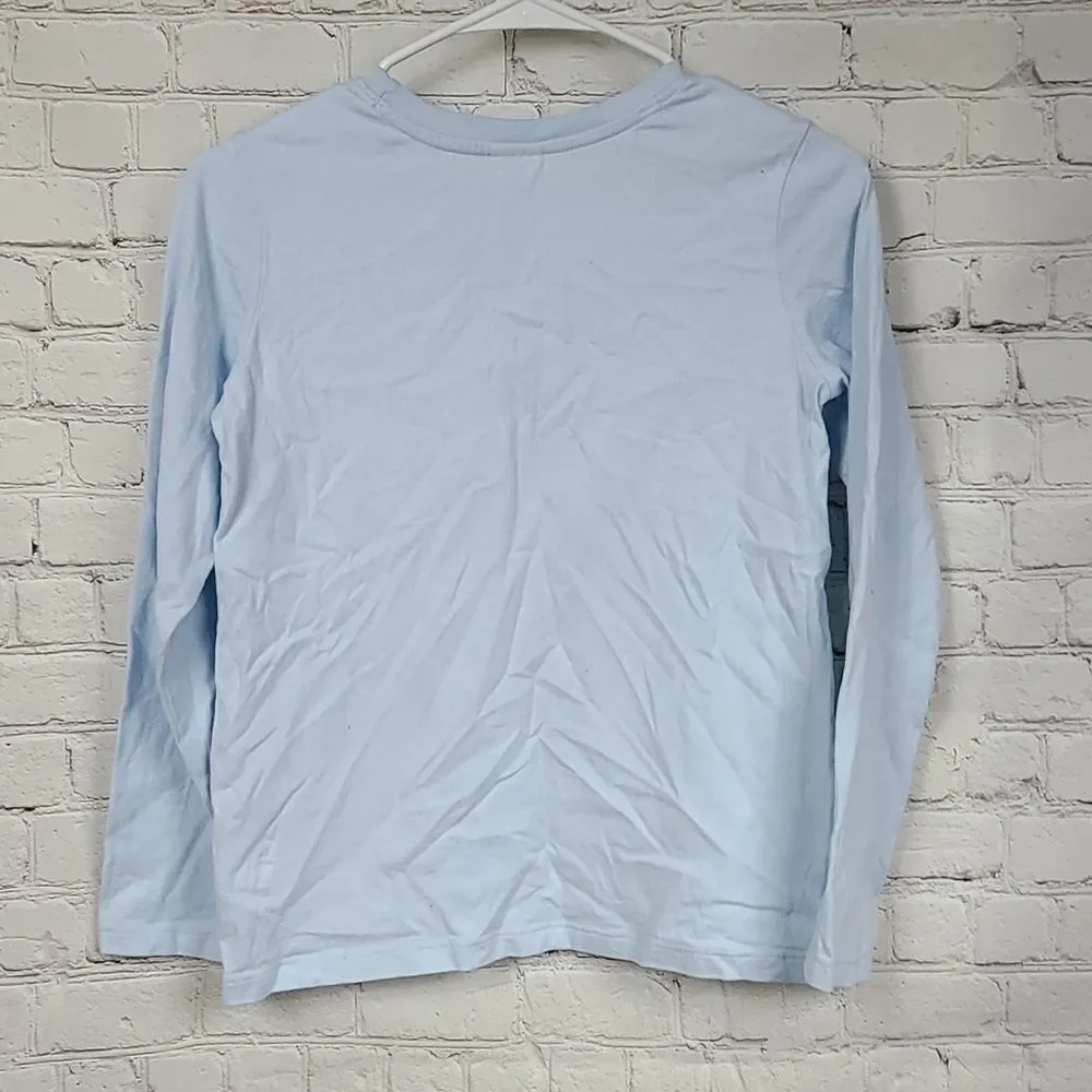 Hanna Andersson Blue Long Sleeve Tee Shimmery Flower Halo on a Bear 150/Girls 12